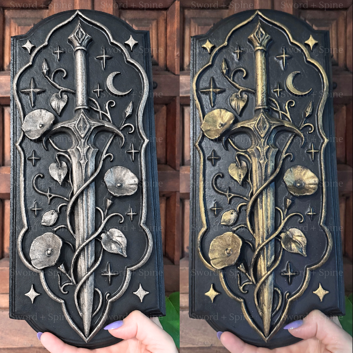 The Moonlit Relic | Silver Fantasy Wall Plaque