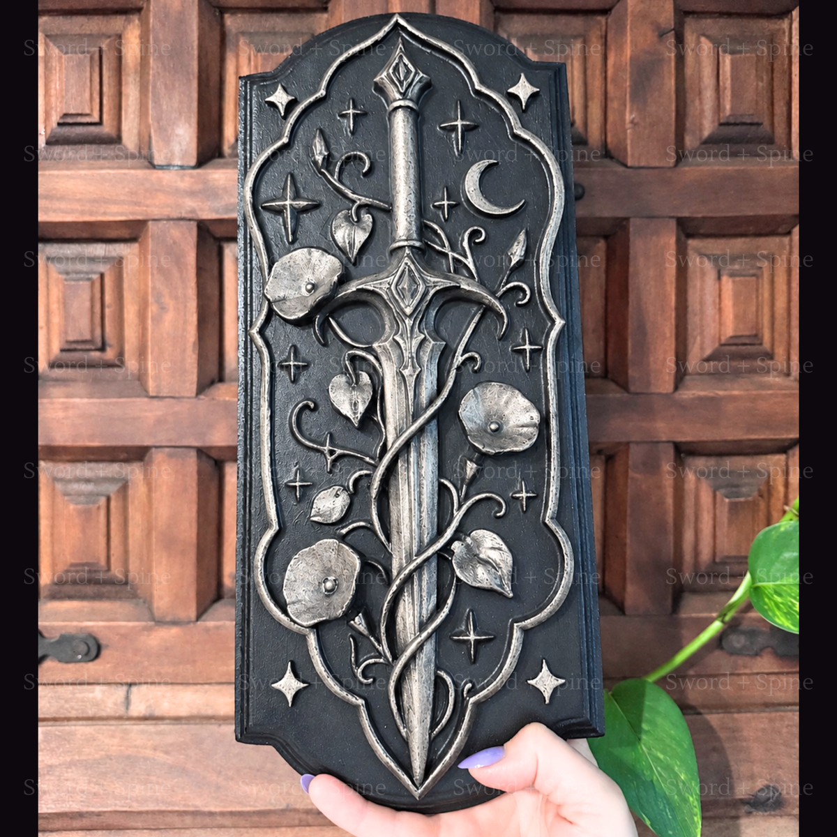 The Moonlit Relic | Silver Fantasy Wall Plaque