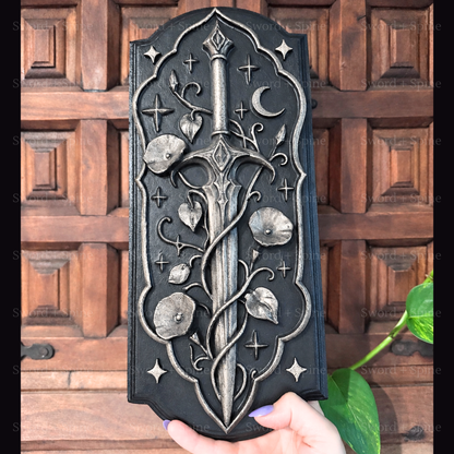 The Moonlit Relic | Silver Fantasy Wall Plaque