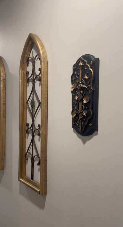 The Moonlit Relic | Gold Fantasy Wall Plaque
